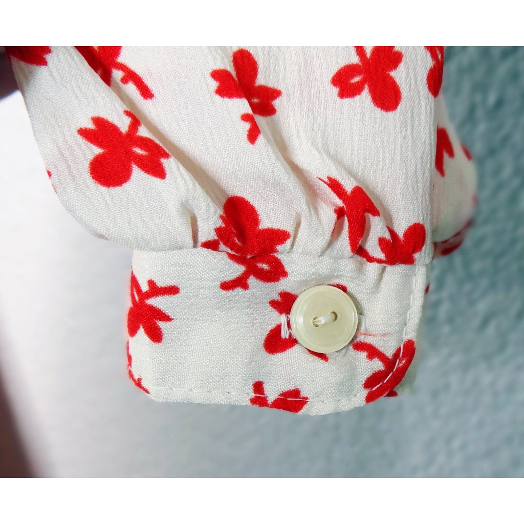 Vintage 60s Route One Long Sleeve Red And White Print Dress Sz Small — image 5 of 8